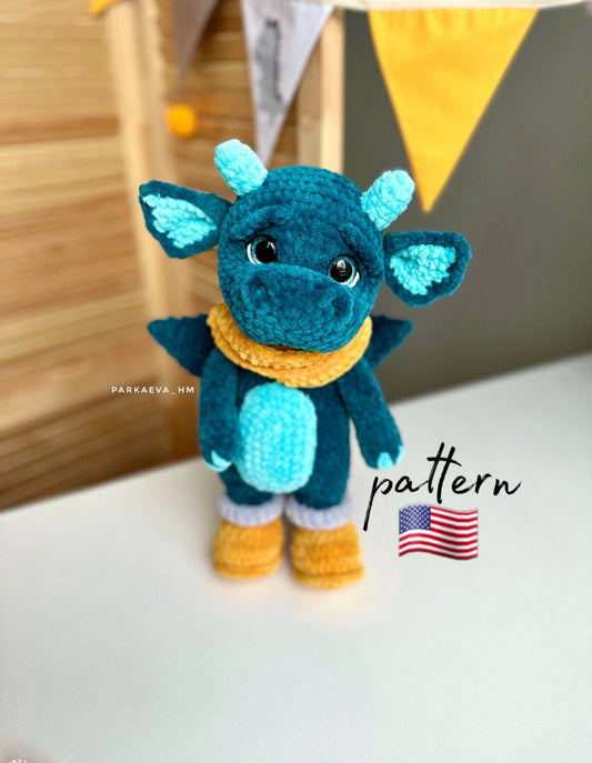Plush Dragon Crochet pattern / Amigurumi Dragon plush pattern / Handmade crochet plush toys / Cute crochet Dragon pattern / DIY plush gifts